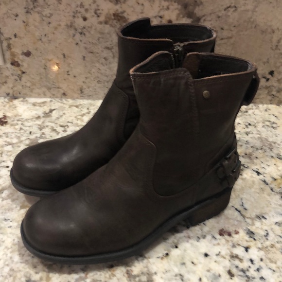 UGG Orion Women’s Leather Biker Ankle boots Brown - Picture 7 of 7